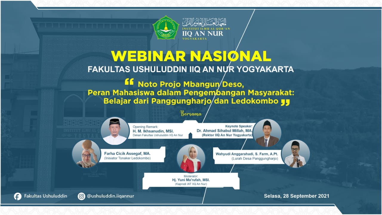 Fakultas Ushuludin IIQ An Nur Menyelenggarakan Webinar Nasional Pengabdian dan Pengembangan Masyarakat Berbasis Desa