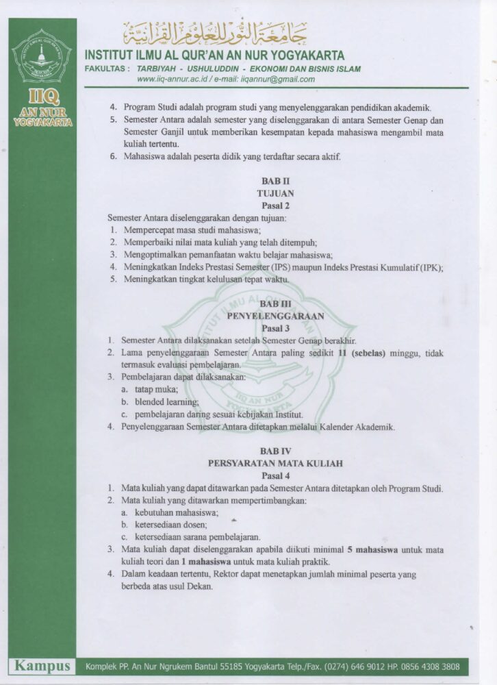 Peraturan Rektor No 002 Tahun 2026 tentang Pelaksanaan Semester Pendek page 0002 1 - PERATURAN REKTOR IIQ AN NUR YOGYAKARTA NOMOR 002 TAHUN 2026 TENTANG PELAKSANAAN SEMESTER ANTARA T.A. 2026-2027